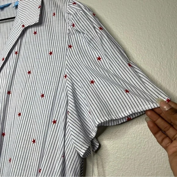 NEW‎ Draper James Women Bodysuit T-Shirt Stars Stripes Puff Sleeve - Picture 5 of 12